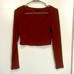 Shein cropped long sleeve shirt. Rust brown colored. No stains or holes.